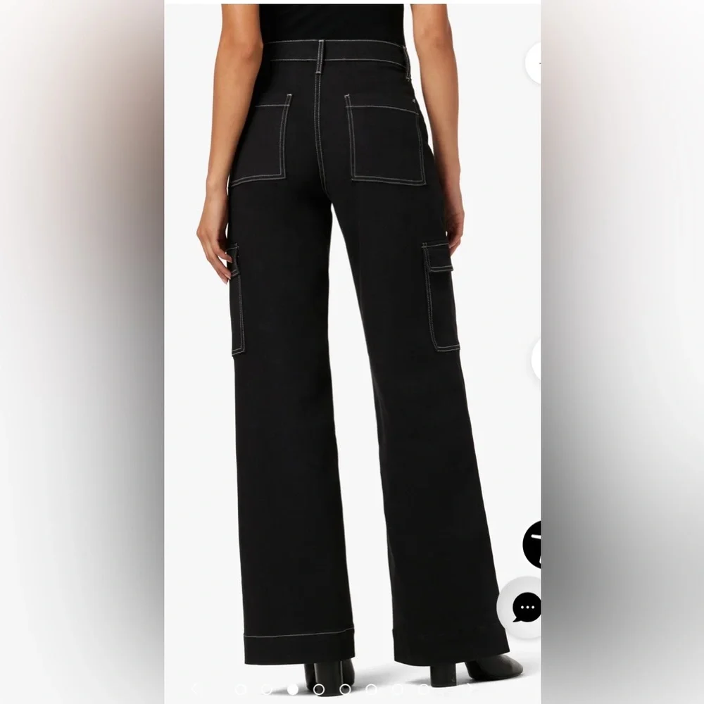 Joes Jeans the Farah High-Rise Black Cargo Wide-Leg Jeans pants 33 NWT